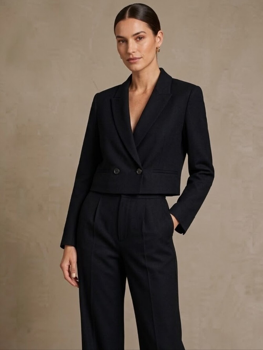 Jason Wu Black Linen Blend Cropped Blazer Size 6